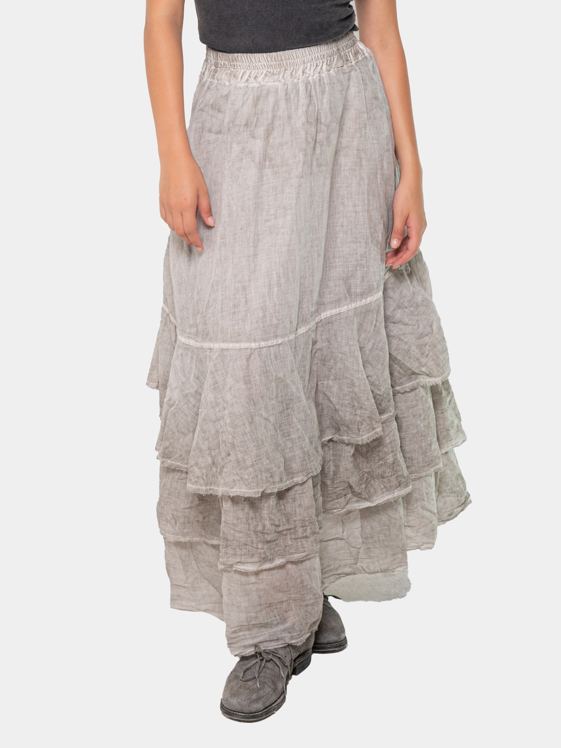 Layered Ruffle Midi Skirt