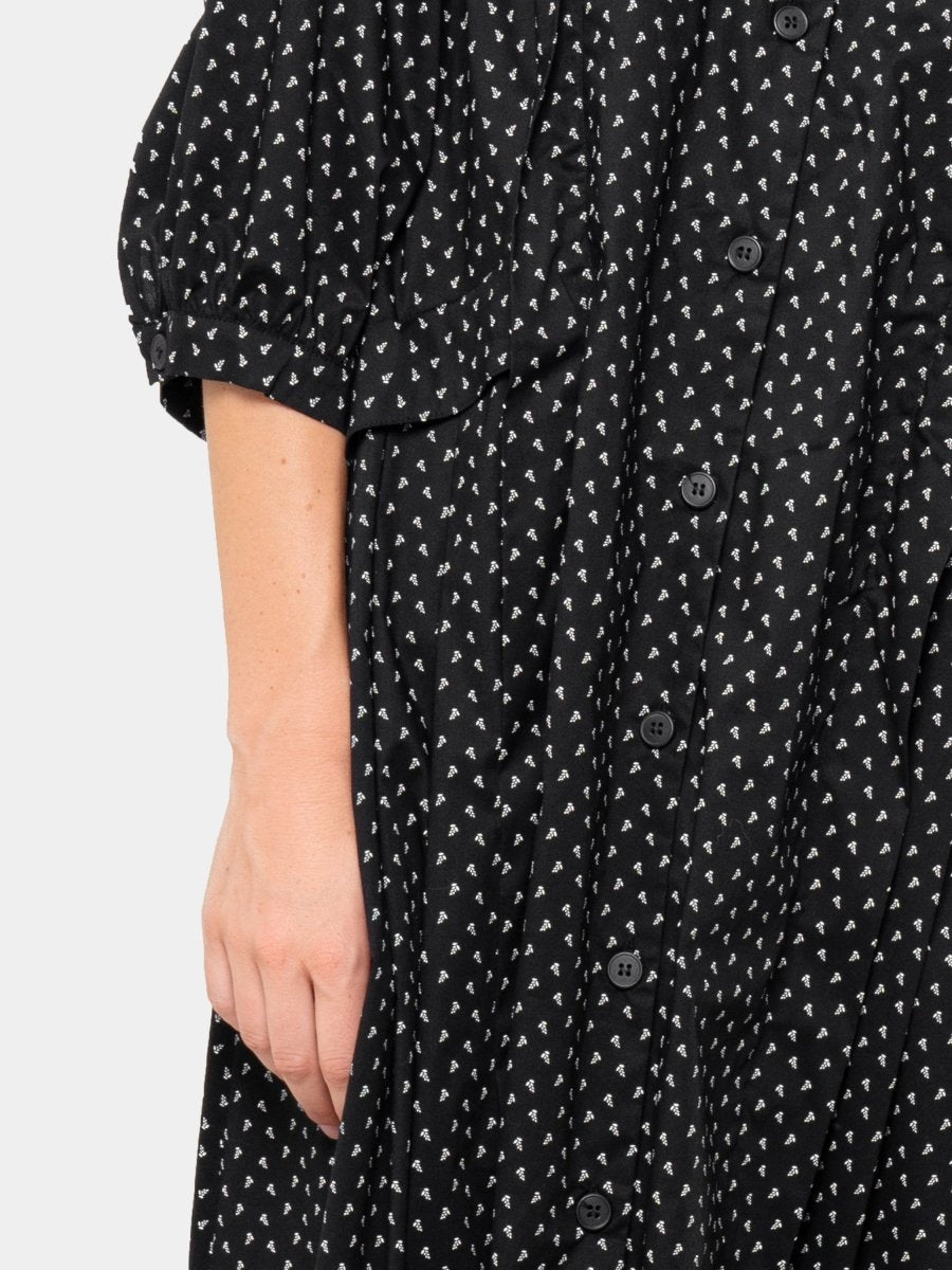 Cotton 3/4 Sleeve Pleat Midi Dress