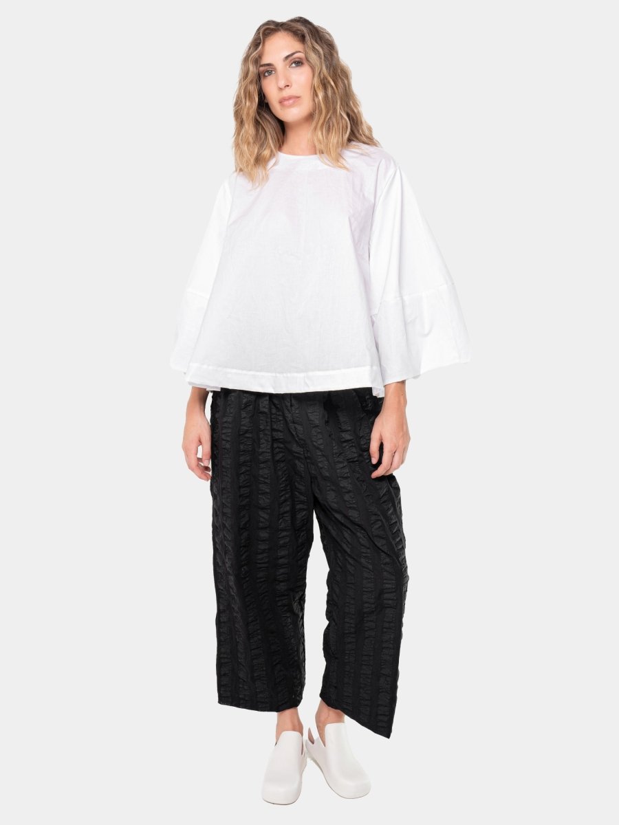 Cotton Cropped Flare Blouse