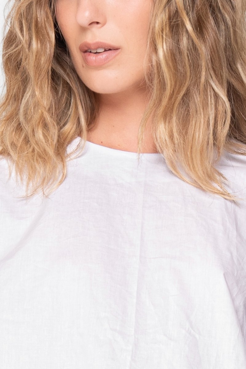 Cotton Cropped Flare Blouse