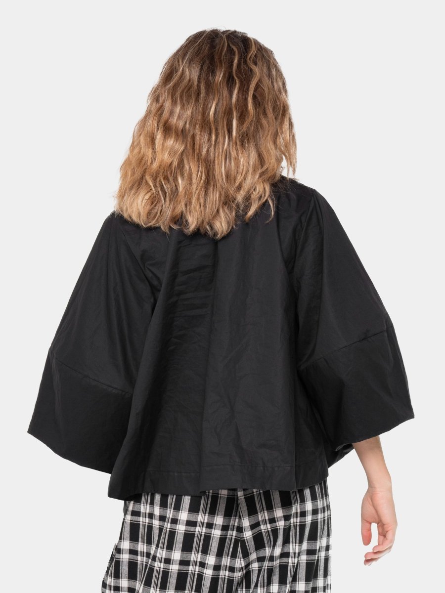 Cotton Cropped Flare Blouse