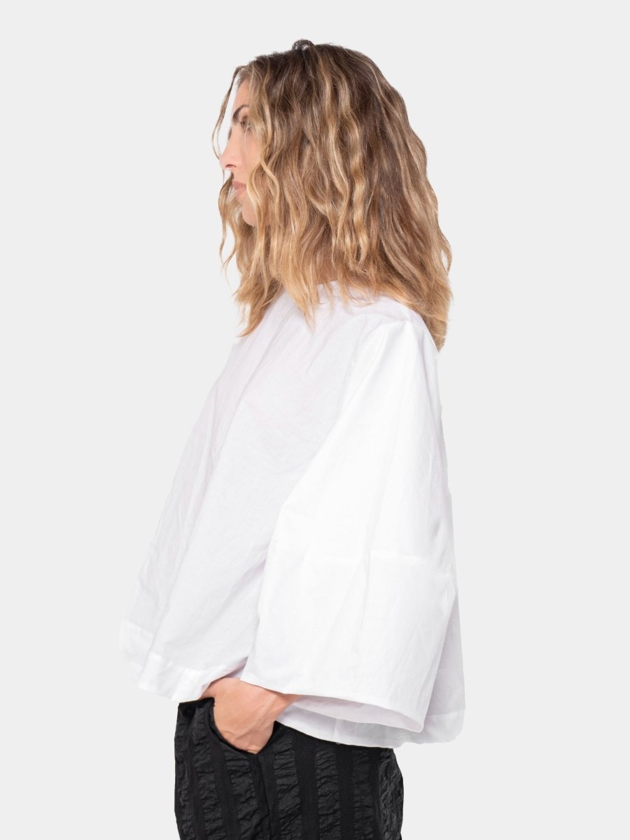 Cotton Cropped Flare Blouse