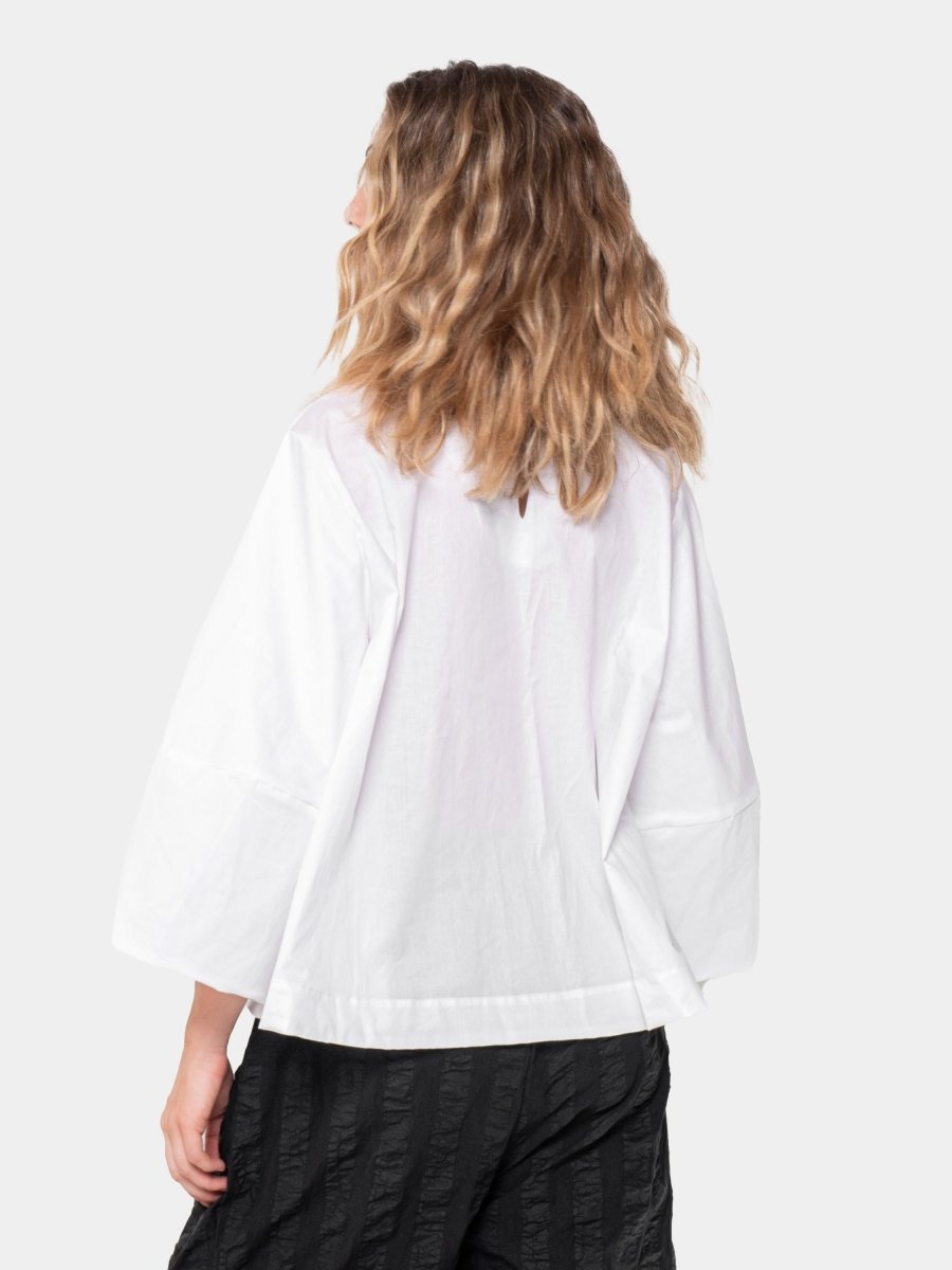 Cotton Cropped Flare Blouse
