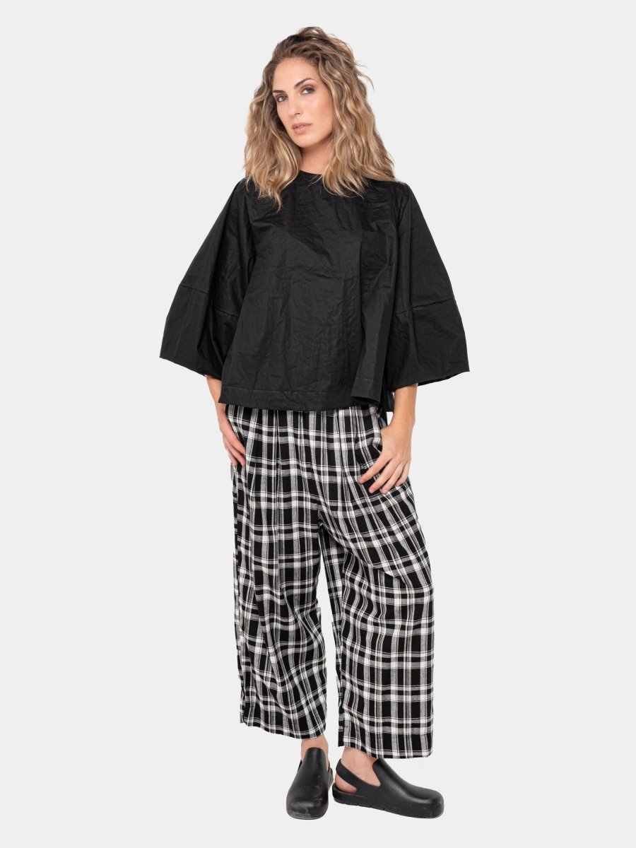 Cotton Cropped Flare Blouse