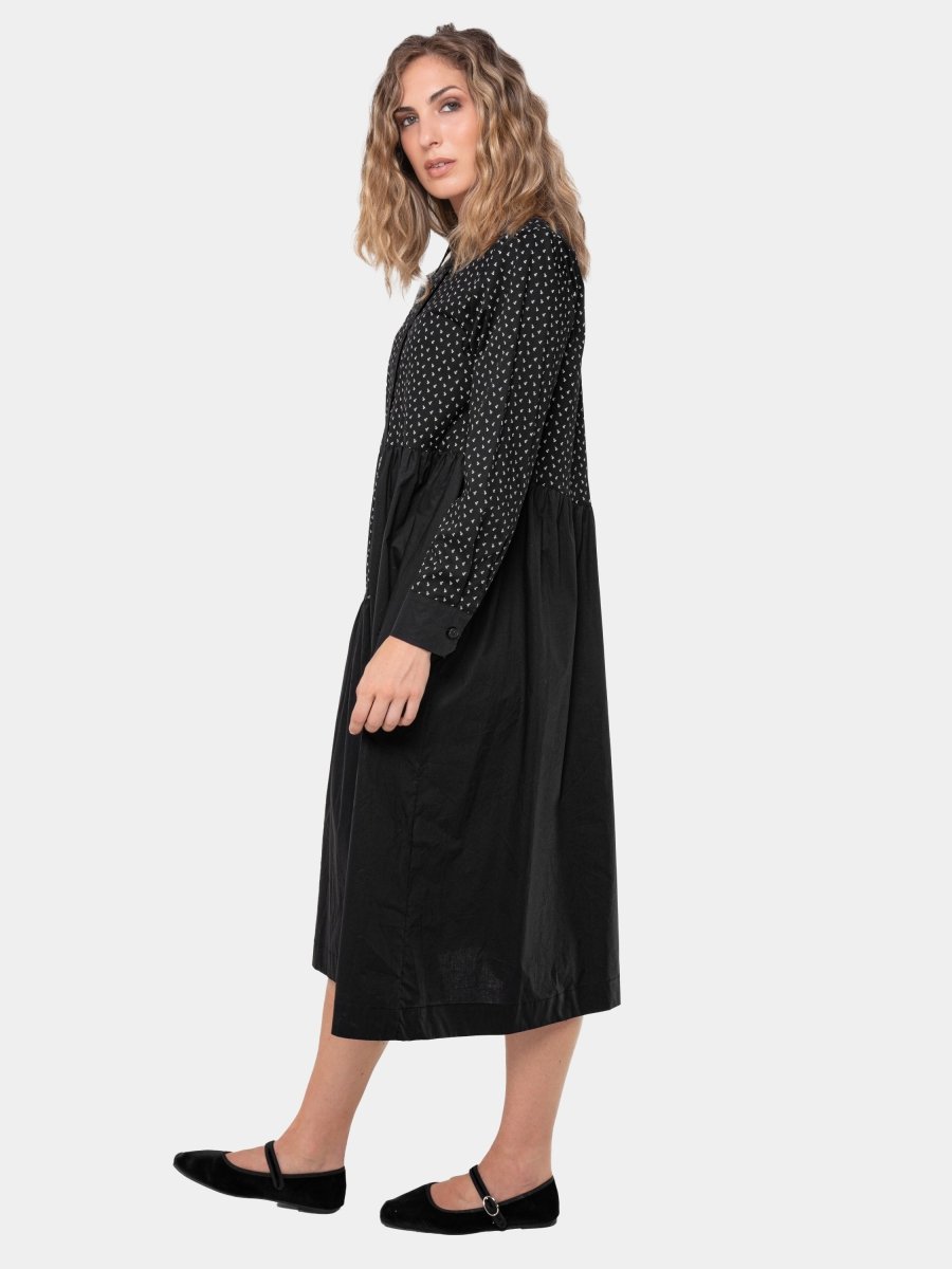 Cotton Mixed Print Shirtdress