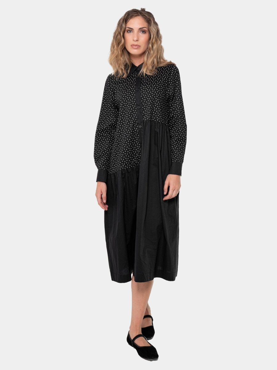 Cotton Mixed Print Shirtdress