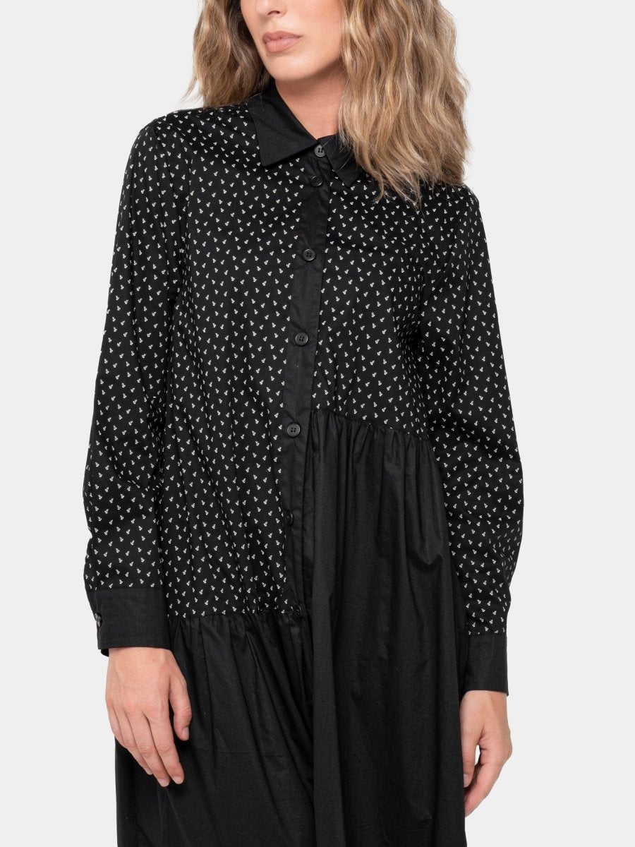 Cotton Mixed Print Shirtdress