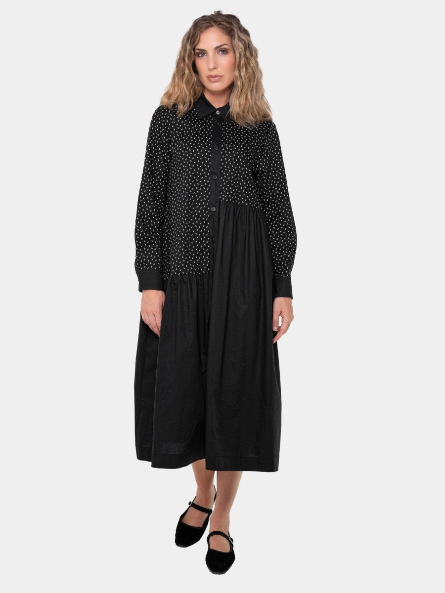 Cotton Mixed Print Shirtdress