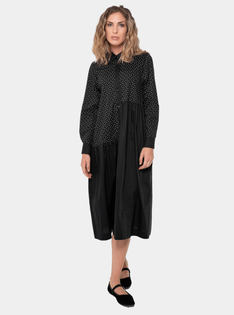 Cotton Mixed Print Shirtdress