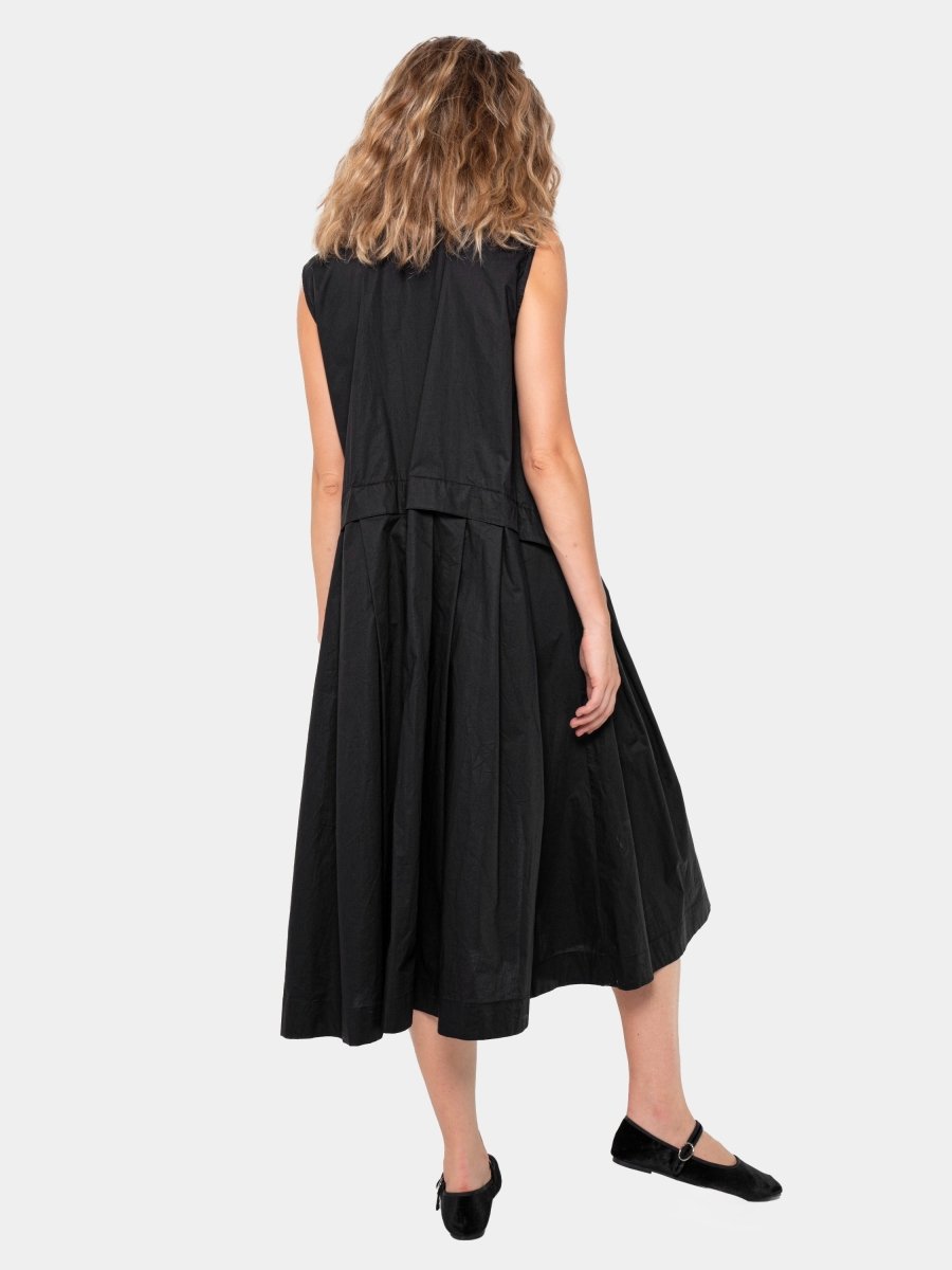 Cotton Sleeveless Pleat Midi Dress