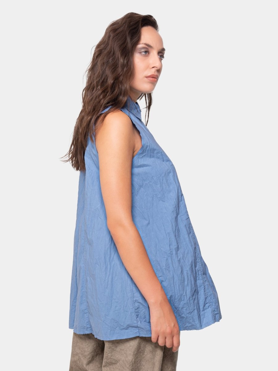 Crinkled A-Line Button Down Tank