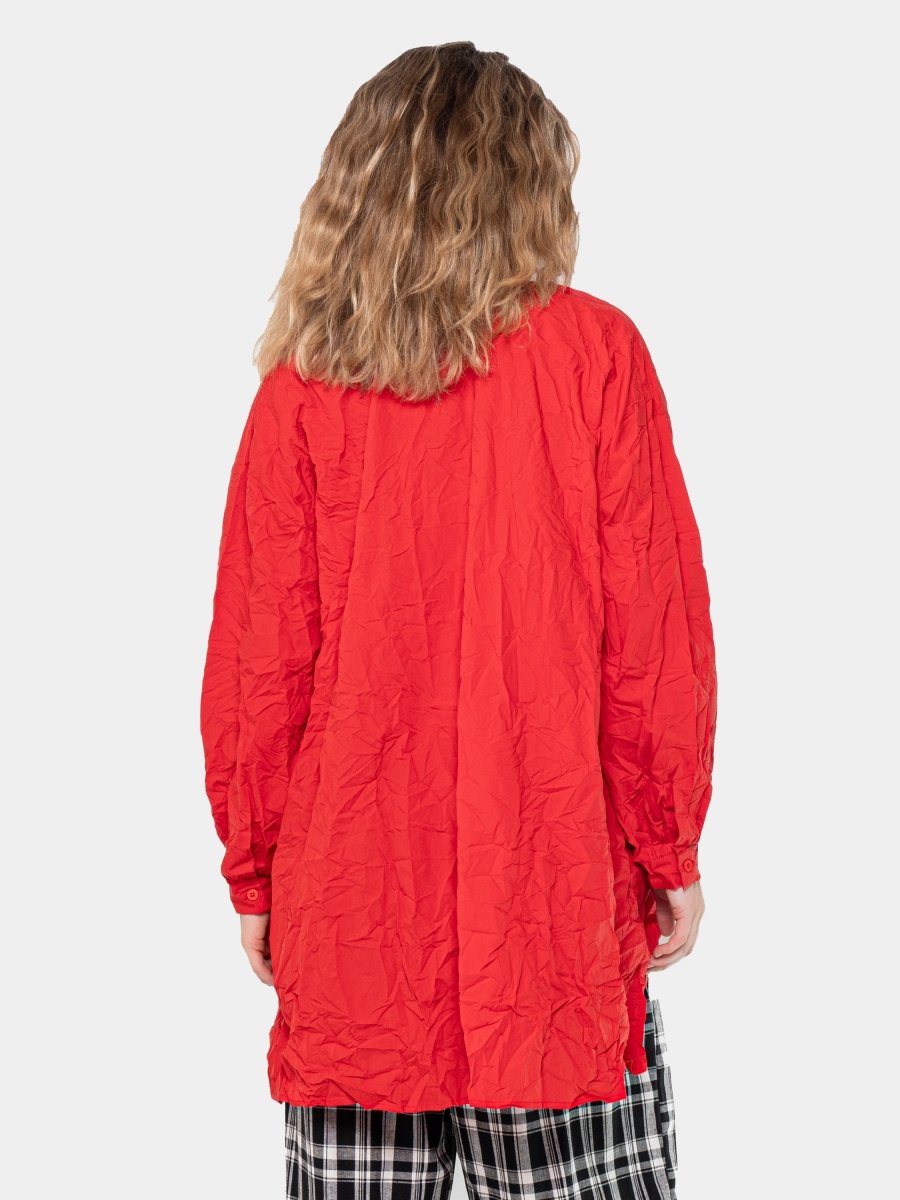 Crinkled Oversize Side Split Shirt