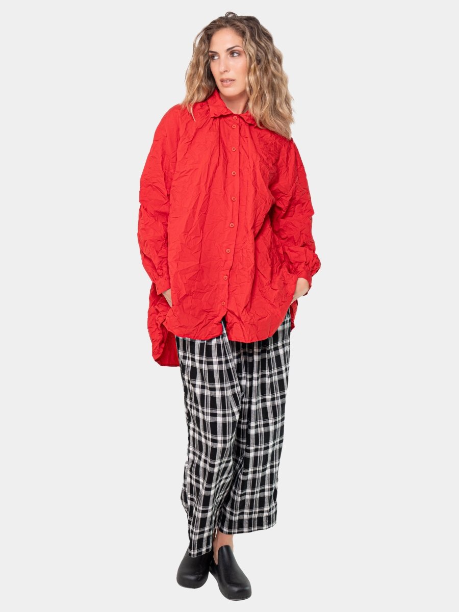 Crinkled Oversize Side Split Shirt