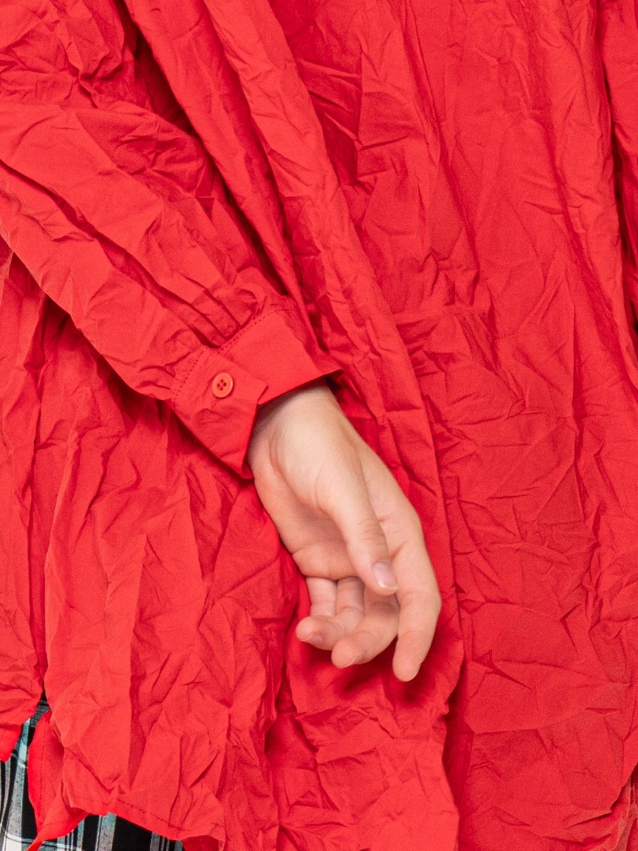 Crinkled Oversize Side Split Shirt