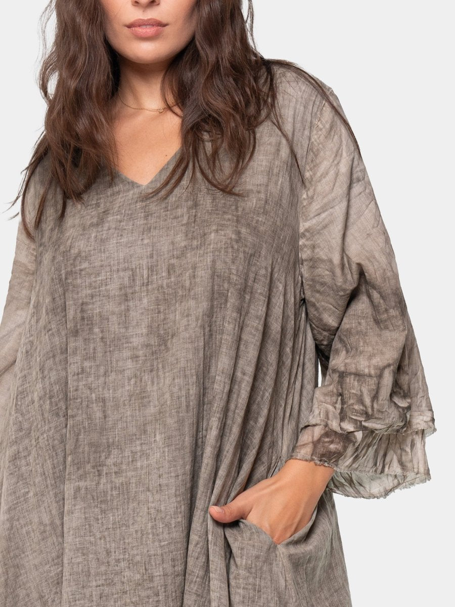 Double Layer V Neck Shift Dress