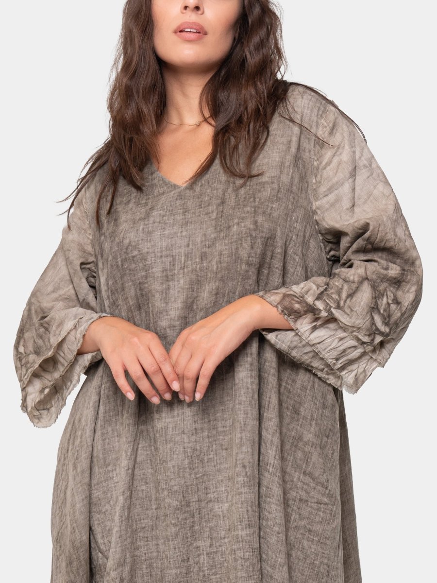 Double Layer V Neck Shift Dress