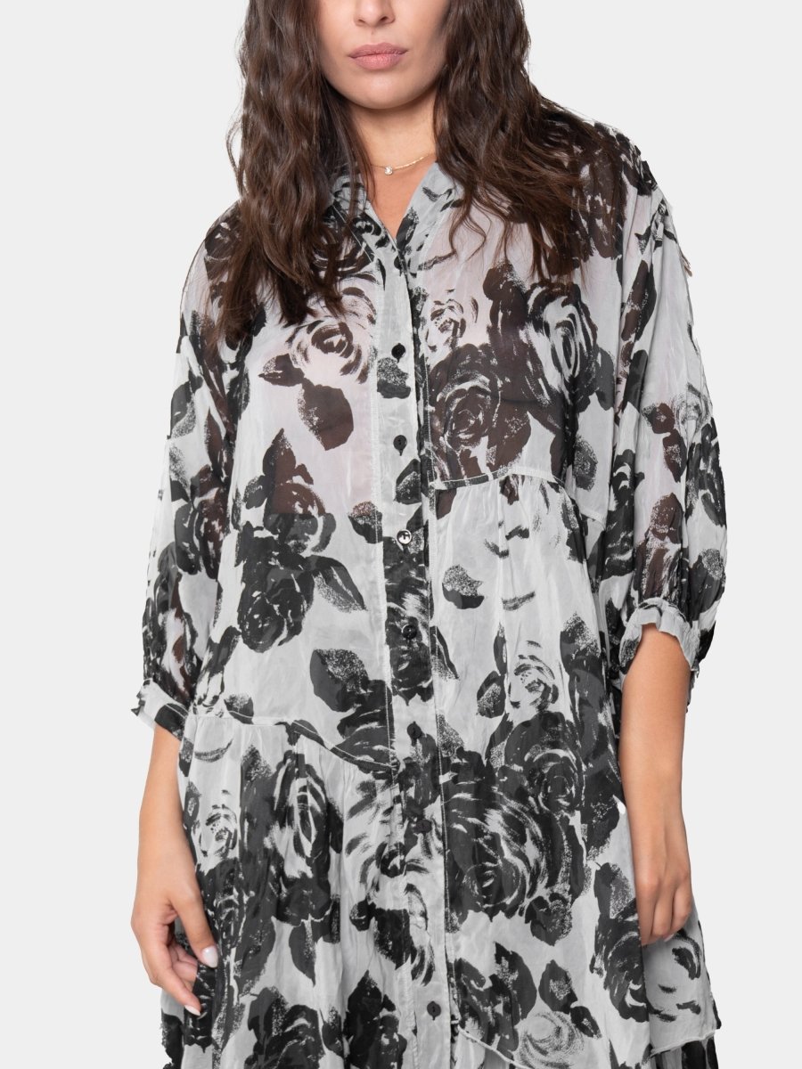 Floral Asymmetrical Shirtdress