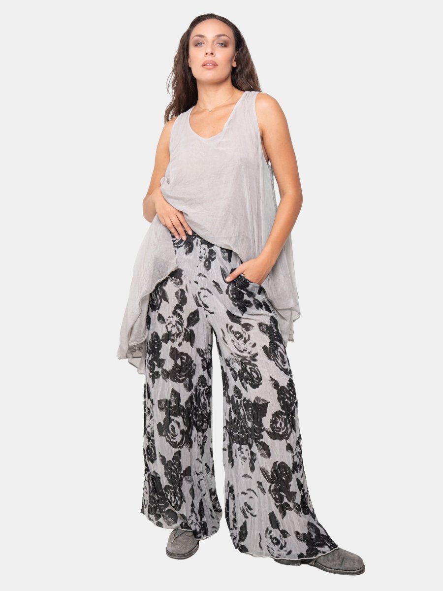 Floral Raw Edge Wide Trousers