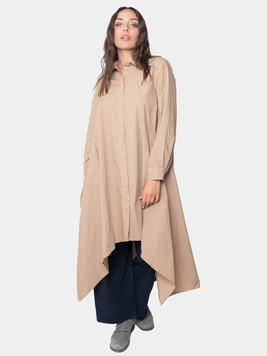 Hi-Lo Flared Shirtdress