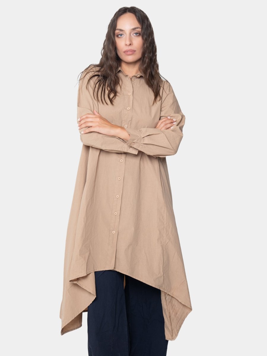 Hi-Lo Flared Shirtdress