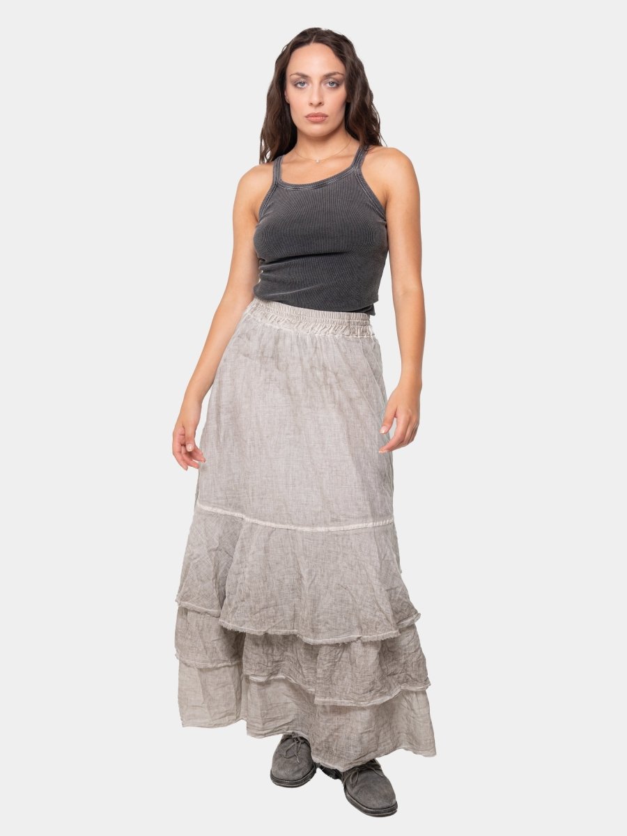 Layered Ruffle Midi Skirt