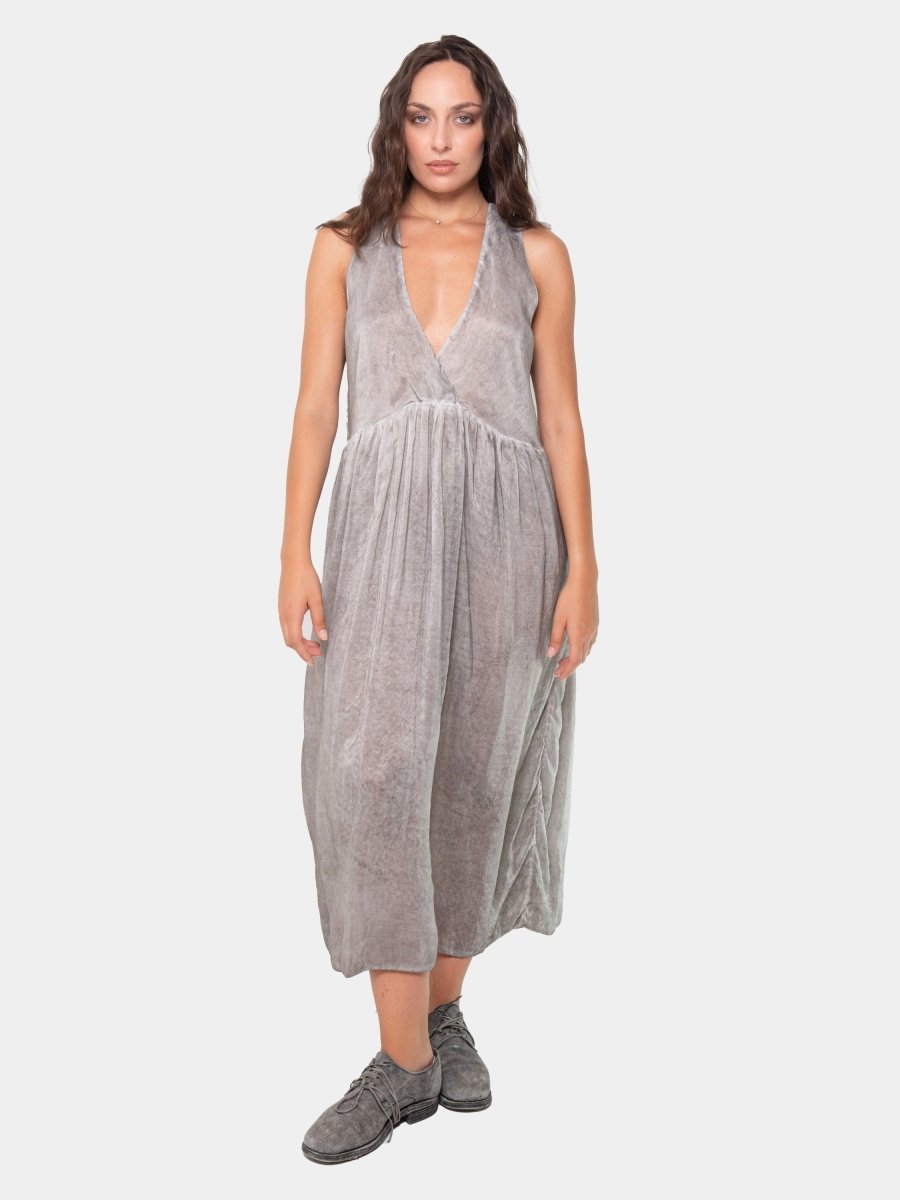 Overlap V-Neck Midi Dress