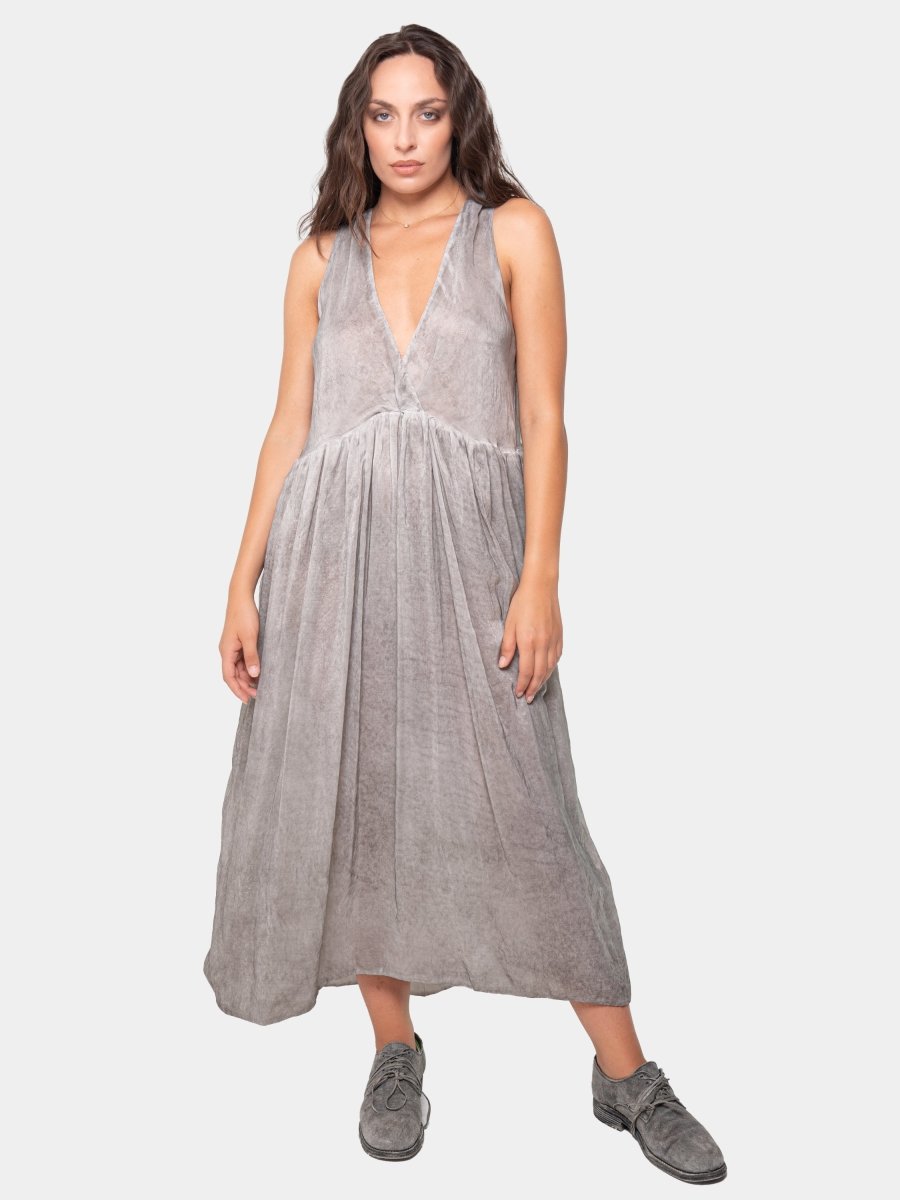 Overlap V-Neck Midi Dress