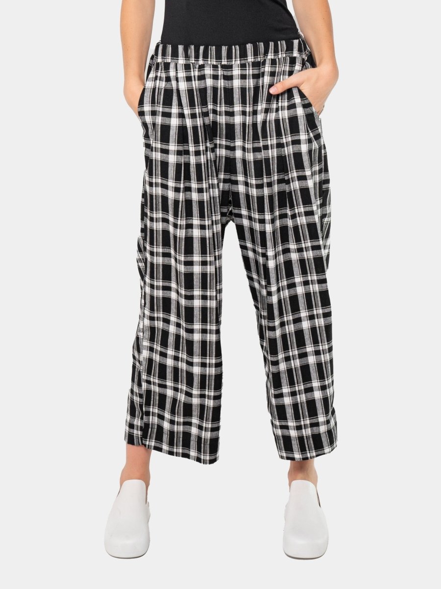 Plaid Elastic Waist Trousers