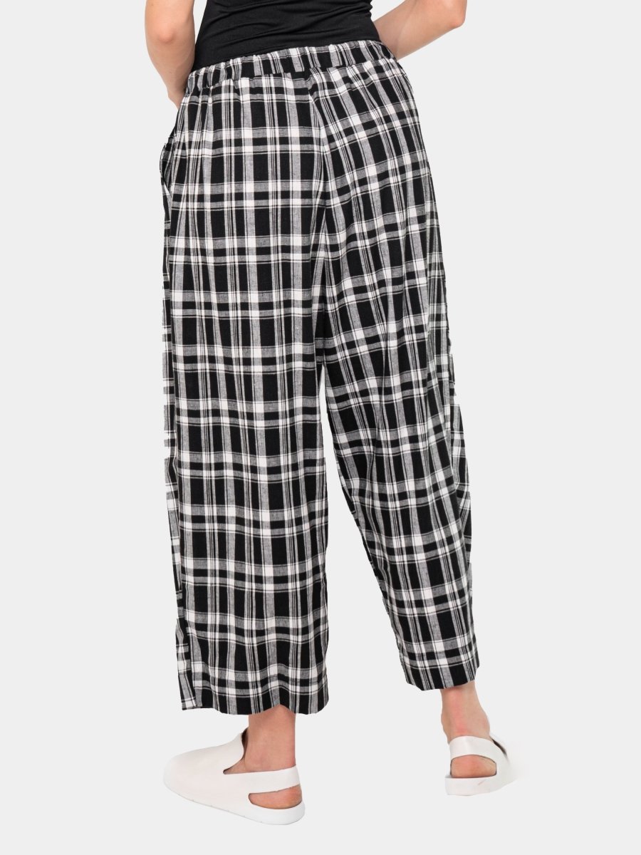 Plaid Elastic Waist Trousers