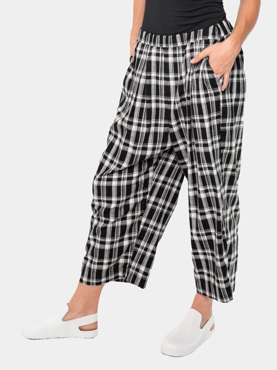 Plaid Elastic Waist Trousers