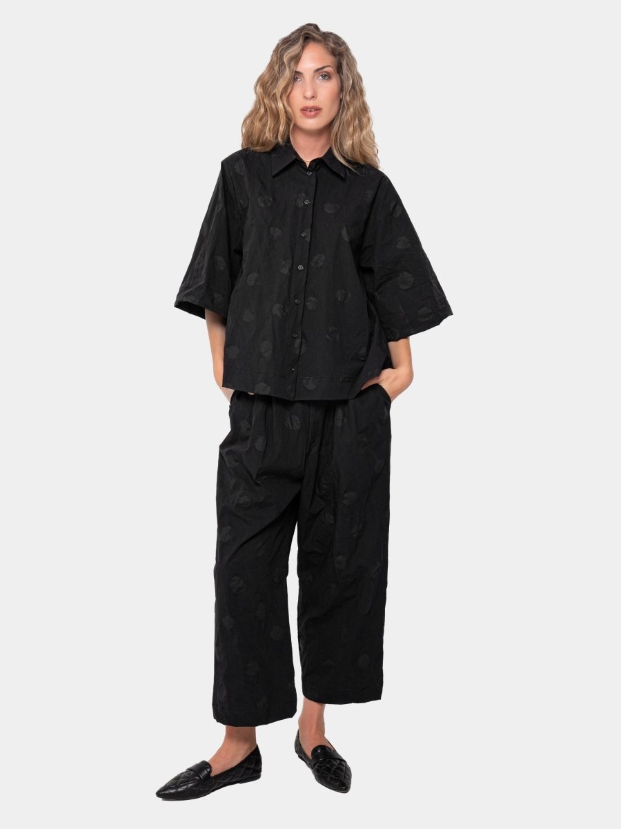 Polka Dot Wide 3/4 Sleeve Blouse