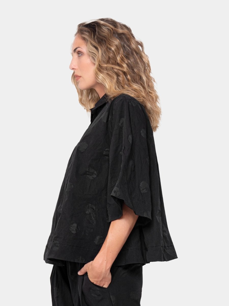 Polka Dot Wide 3/4 Sleeve Blouse