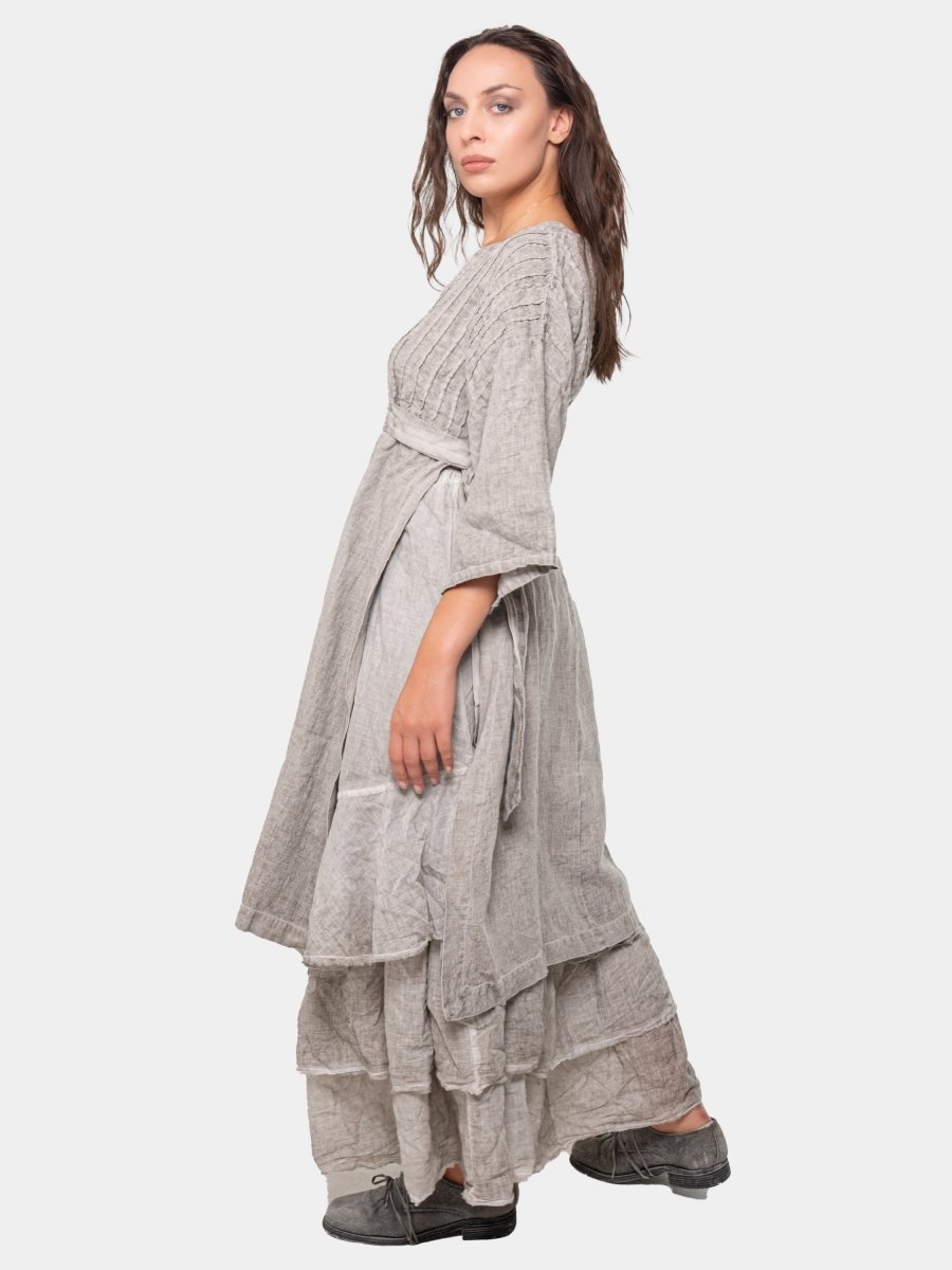 Ribbed Belted Linen Shift Dress
