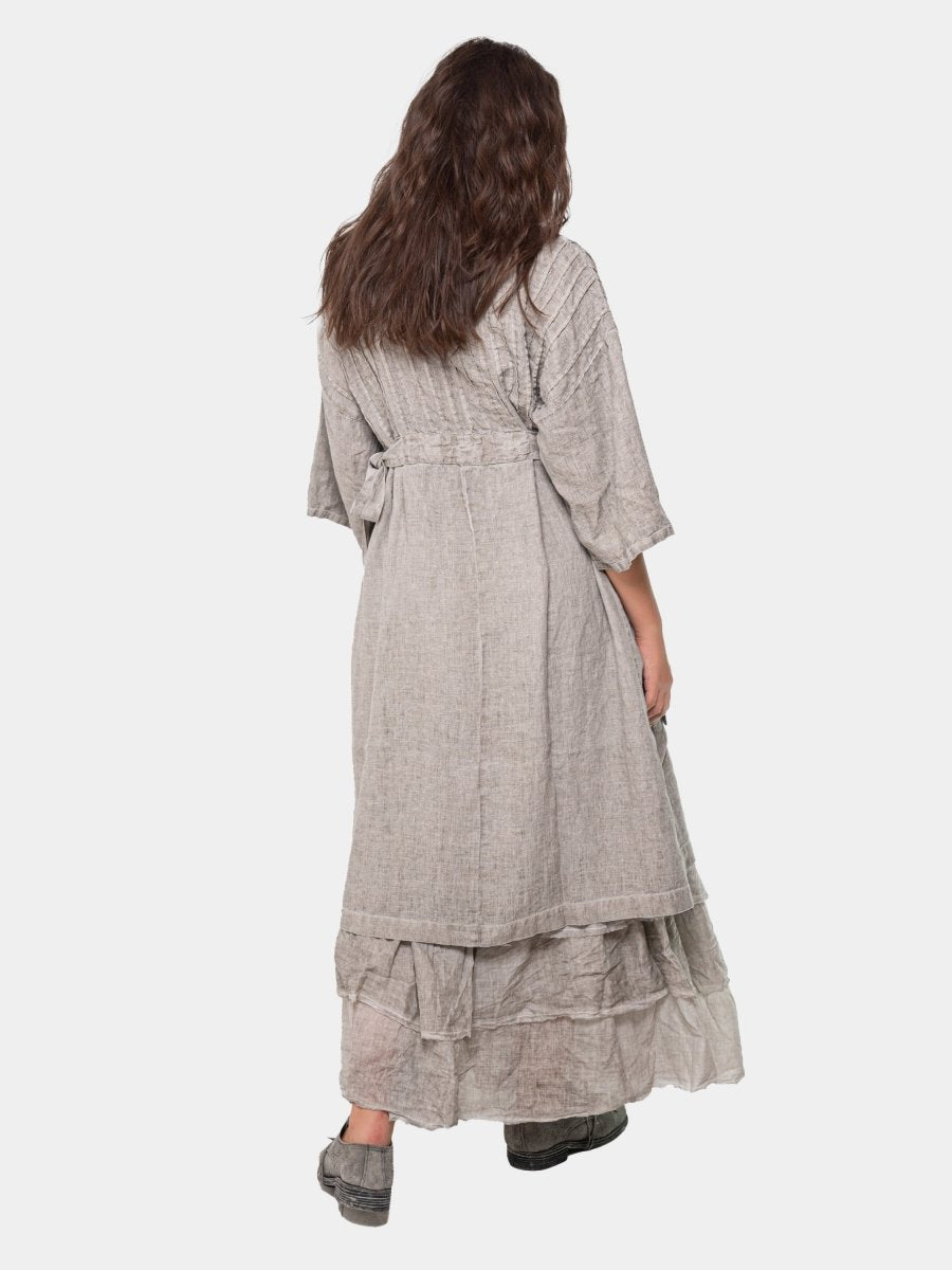 Ribbed Belted Linen Shift Dress