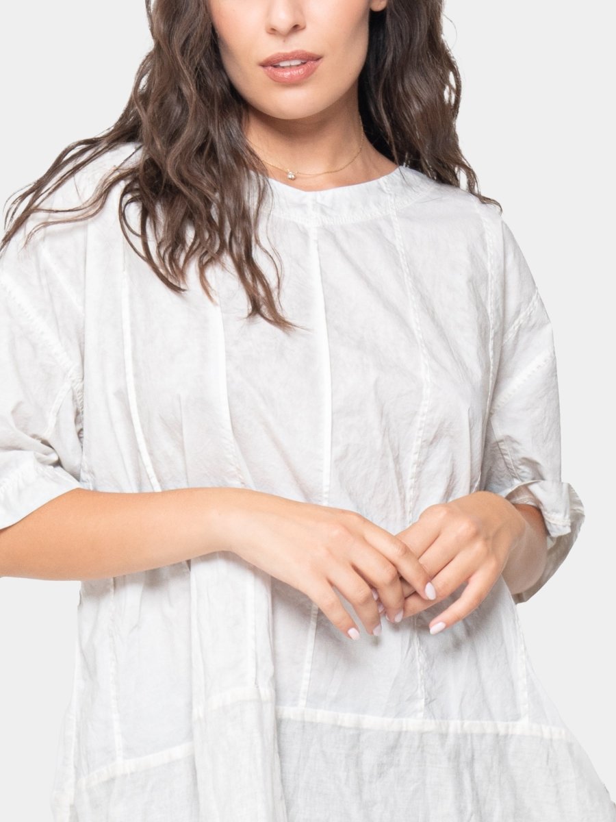 Ribbed Mixed Material Tunic