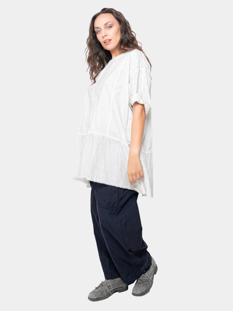 Ribbed Mixed Material Tunic