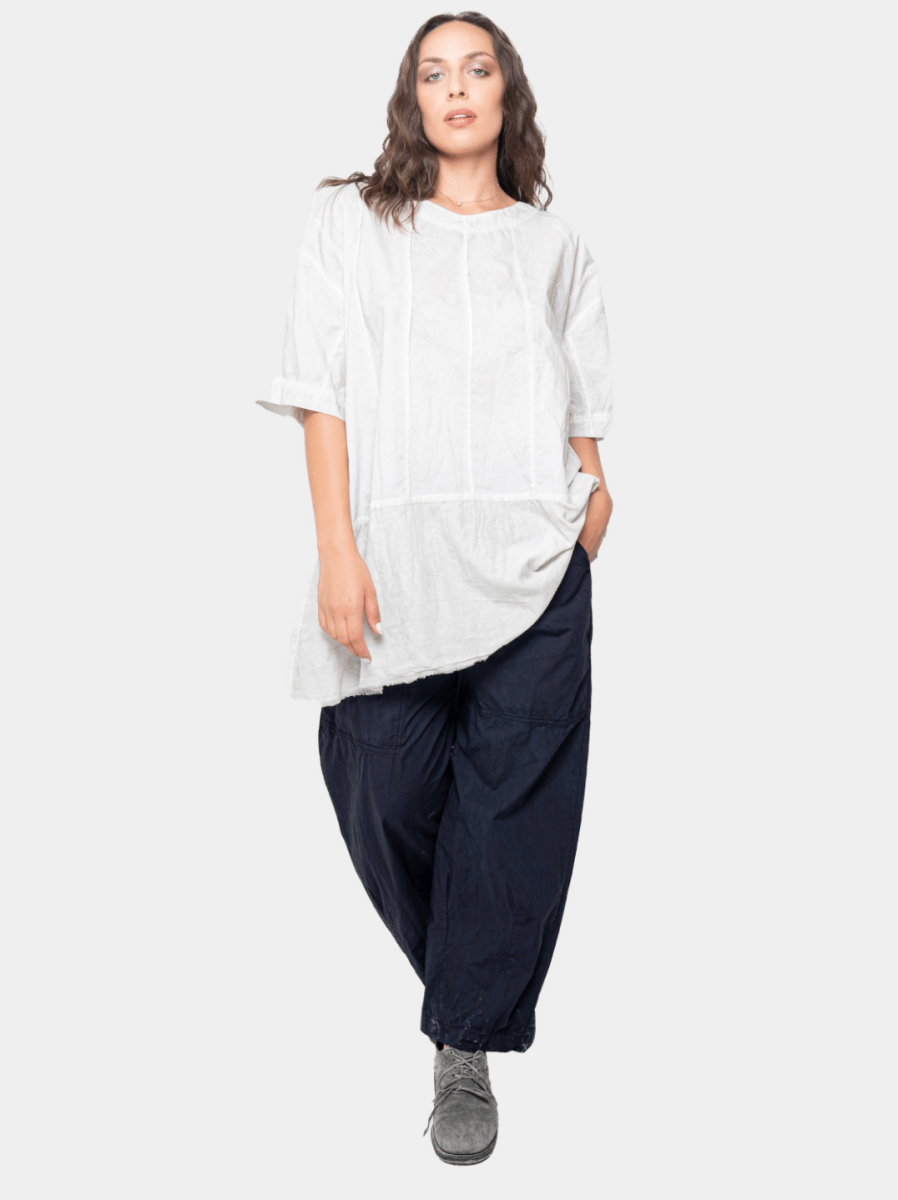 Ribbed Mixed Material Tunic