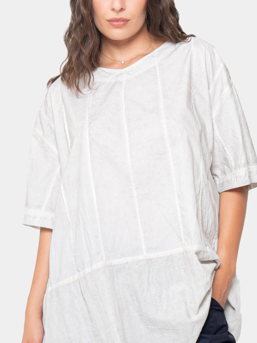 Ribbed Mixed Material Tunic