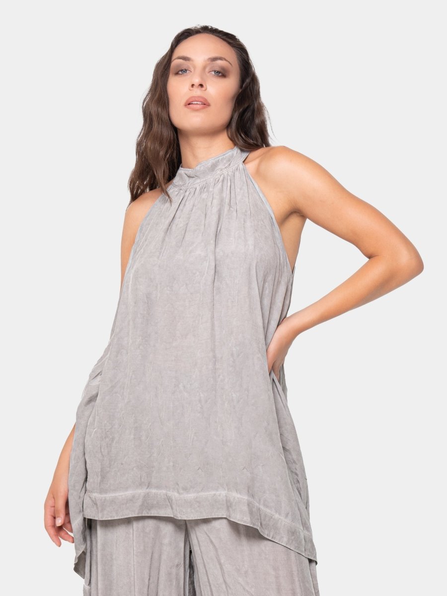 Silky Hi Low Halter Blouse