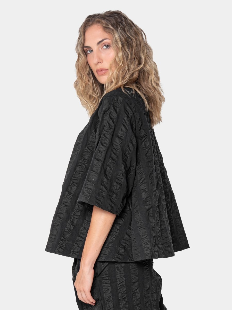 Striped Wide 3/4 Sleeve Blouse