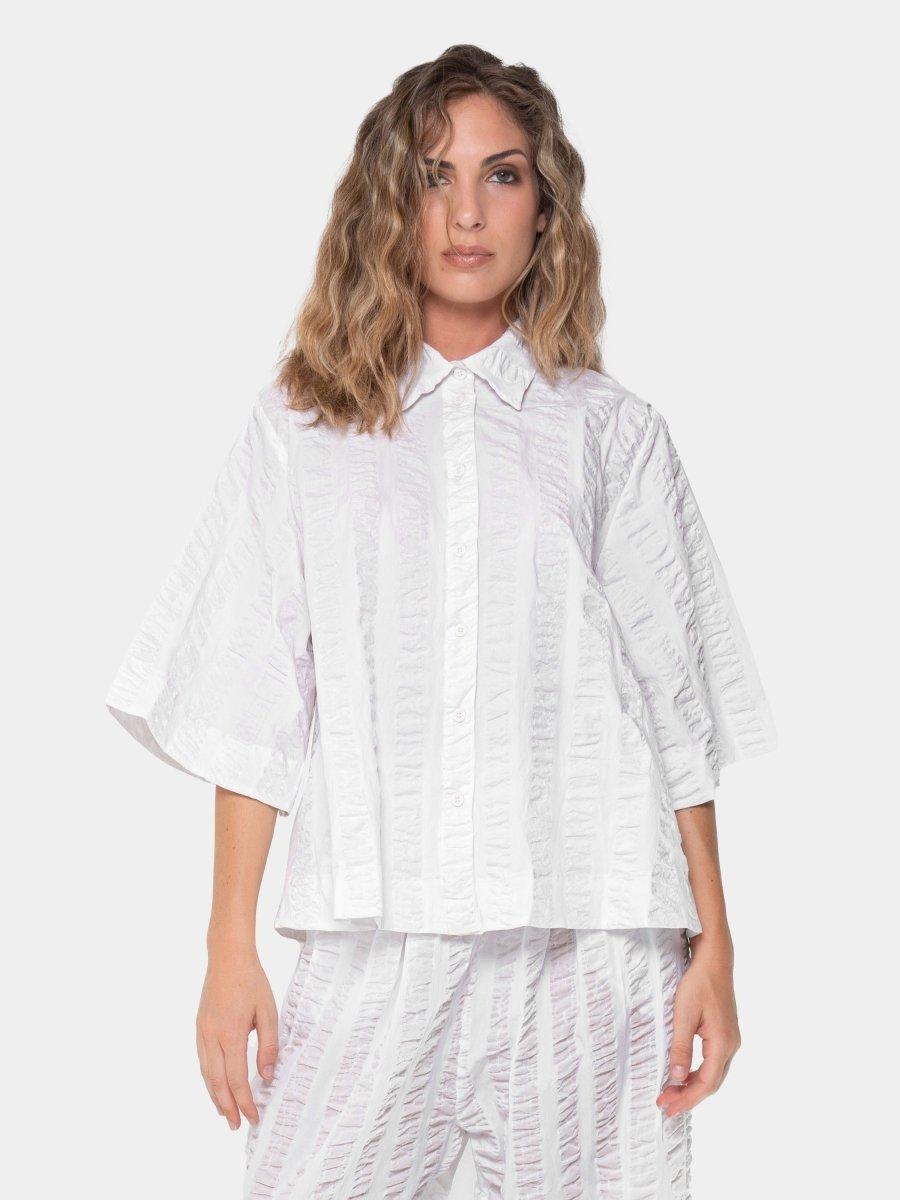 Striped Wide 3/4 Sleeve Blouse