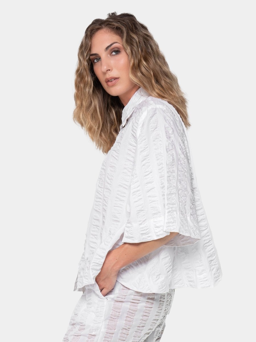 Striped Wide 3/4 Sleeve Blouse