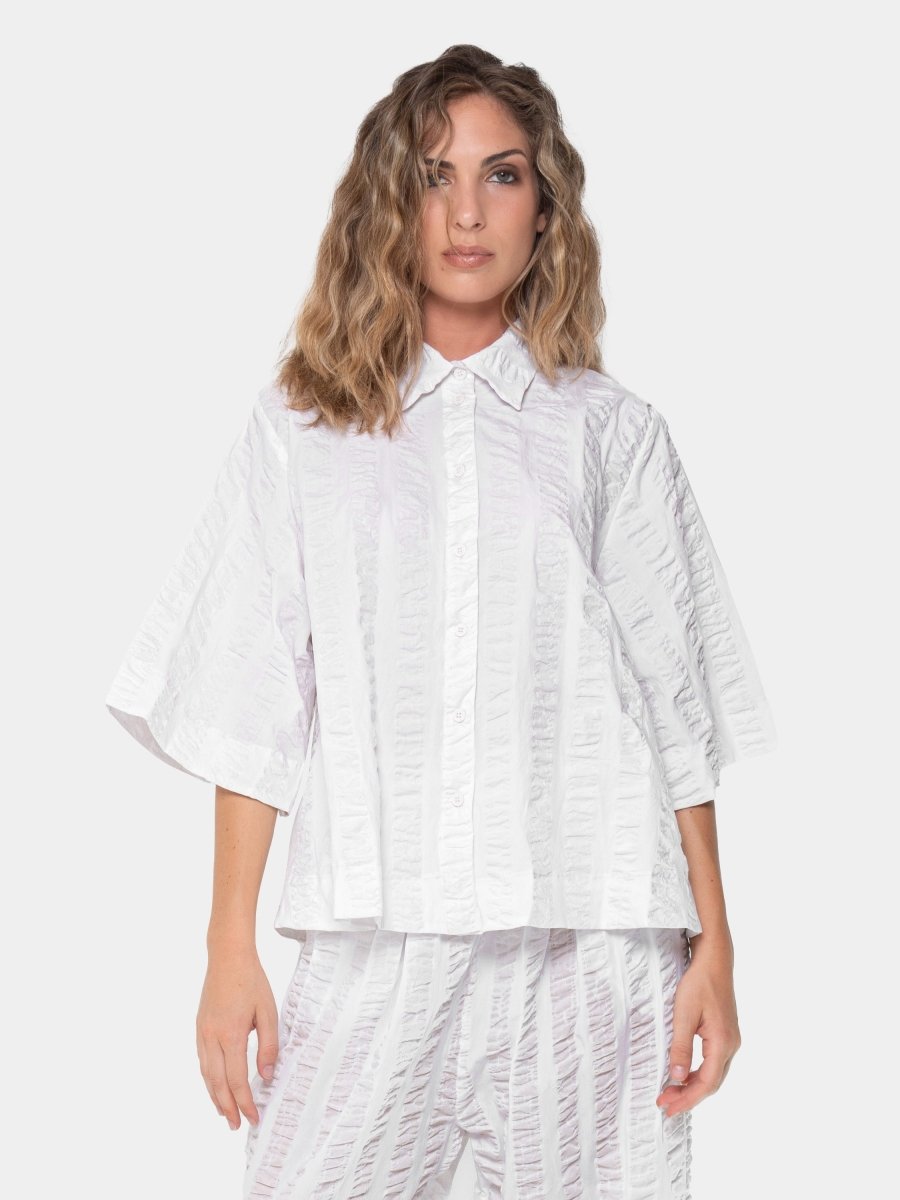 Striped Wide 3/4 Sleeve Blouse