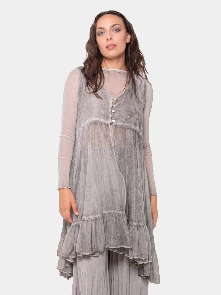 Tiered Button Down Tunic Tank