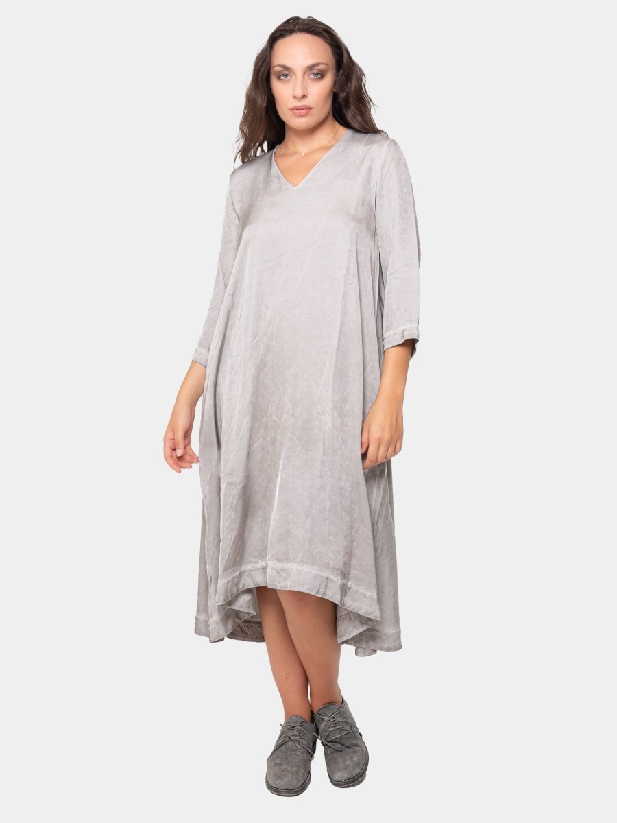 V Neck 3/4 Sleeve Midi Dress