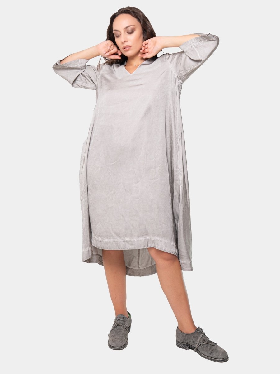 V Neck 3/4 Sleeve Midi Dress