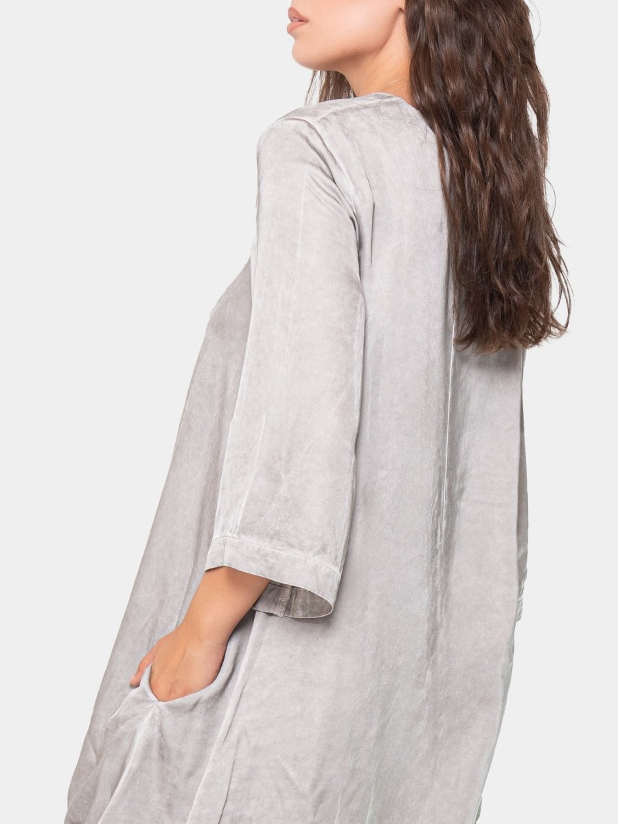 V Neck 3/4 Sleeve Midi Dress