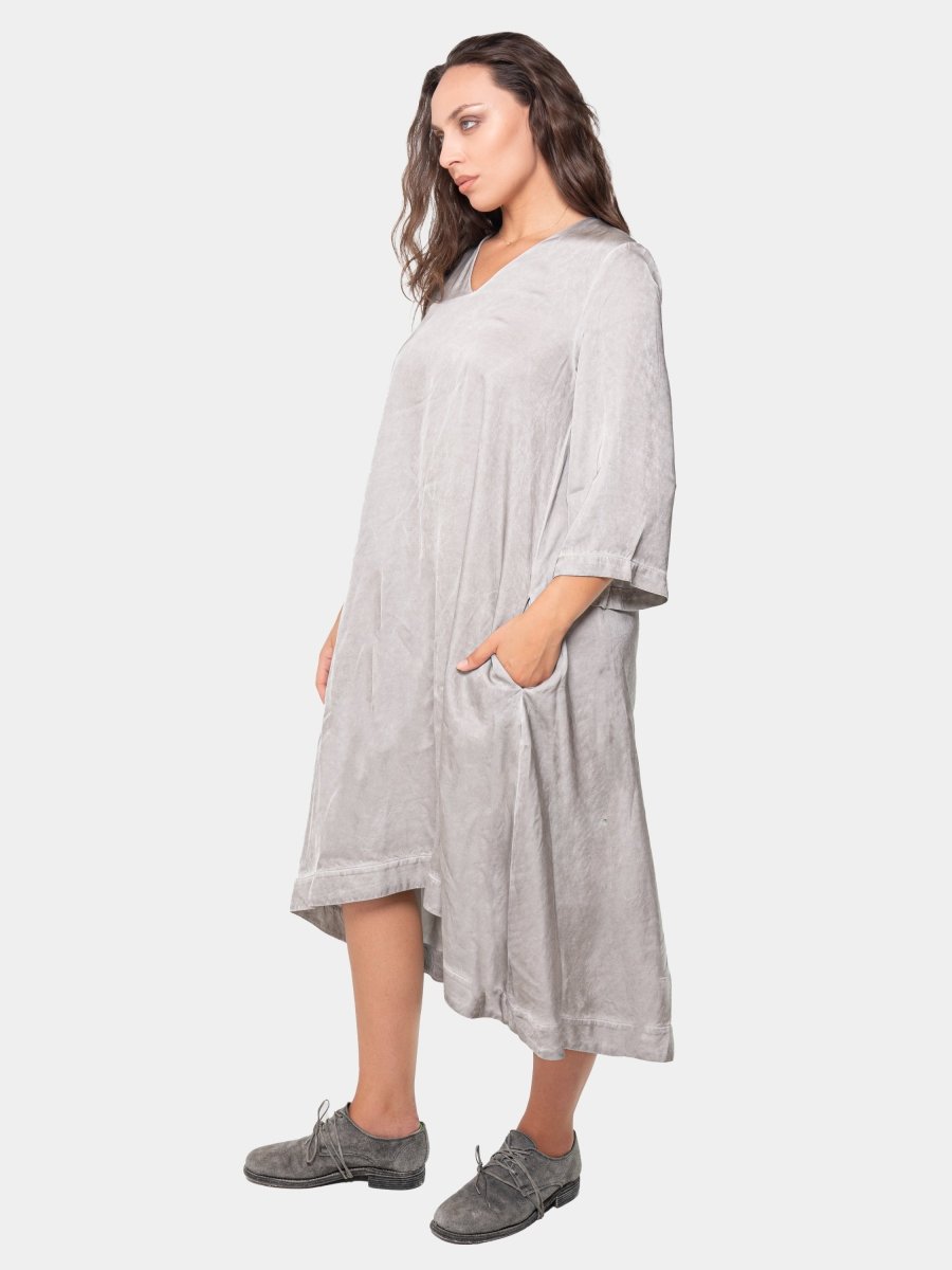 V Neck 3/4 Sleeve Midi Dress